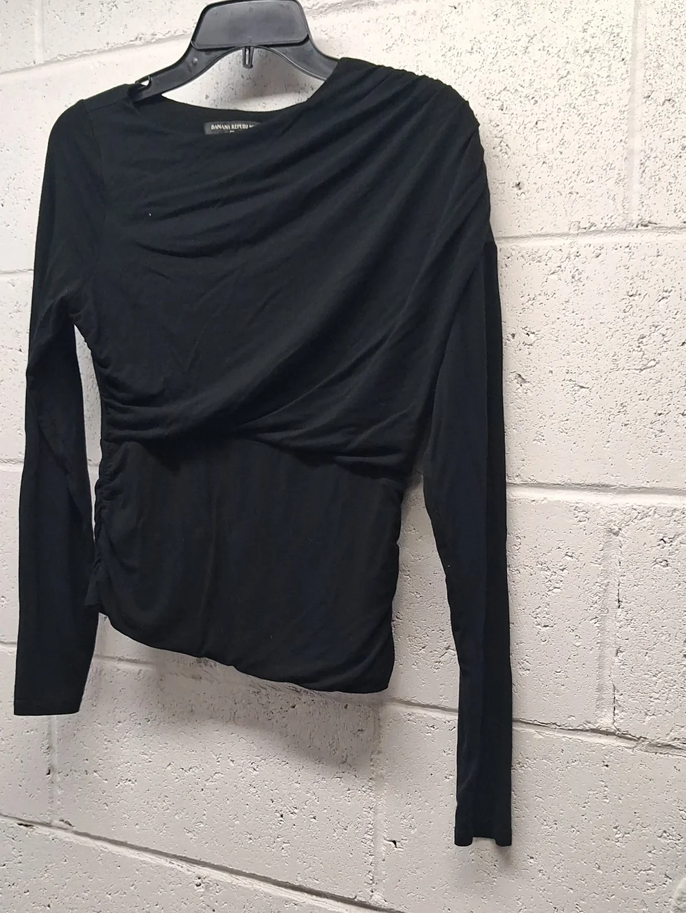 NWOT Womens Banana Republic Black Long-Sleeve Draped Top
